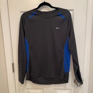 Nike Dri-fit Gray and Blue Long Sleeve Shirt